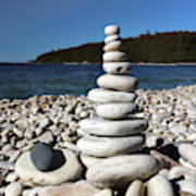 Stacked Stones At Pebble Beach Square Art Print