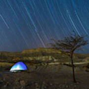 Star Trails Over Timna Valley Art Print