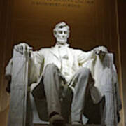 Statue Of Abraham Lincoln Within The Lincoln Memorial Monument Art Print
