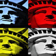 Statue Of Liberty In Quad Colors Art Print