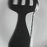 Steel Fork And Its Shadow On Plate Art Print