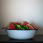 Still Life With Watermelon In An Enameled Bowl Color Art Print