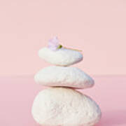 Stones Balancing With Flower Art Print