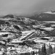 Storm Clouds Over Aspen Airport Black And White Art Print