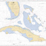 'FL Straits of Florida Nautical Chart Sign' Graphic Art Print on Wood 