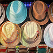 Street Vendors Summer Hat Display Art Print