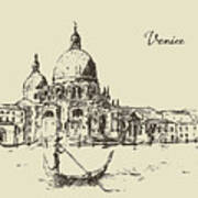 Streets Venice Italy With Gondola Art Print
