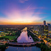 Stunning View Of The Austin Skyline Looking West Over Lady Bird Lake Art Print