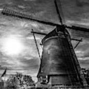 Sundown Over Holland In Black And White Art Print