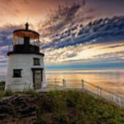 Sunrise At Owl Lighthouse,maine Art Print