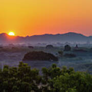 Sunrise Landscape In Bagan, Myanmar Art Print