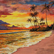 Sunset And Palms Art Print