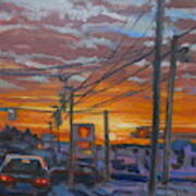 Sunset On Gray Hiway Art Print