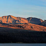 Sunset On Peaks Over St. Marys Lake Art Print