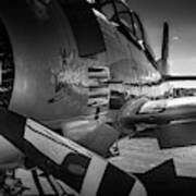 T-28b Trojan In Bw Art Print