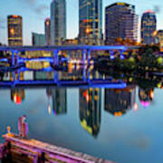 Tampa Skyline At Dawn Over The Riverwalk Art Print