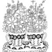Tea Cups Garden Art Print