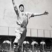 Ted Williams Jumping To Catch Baseball Art Print