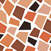 Terracotta Mosaic Pattern - Modern, Contemporary Abstract - Terracotta Art - Brown - Geometric Shape Art Print