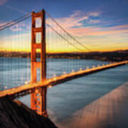 The Dusk Of Golden Gate Bridge Art Print
