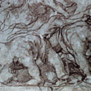 The Fighters, 16th Century. Artist Art Print