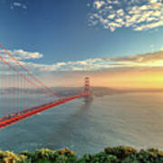 The Golden Gate Bridge During Sunset In Art Print