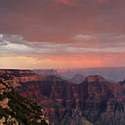 The Grand Canyon - Rain At Sunset At Art Print