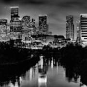 The Houston Skyline Black And White Art Print