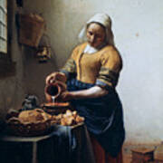 The Milkmaid, C1658. Artist Jan Vermeer Art Print
