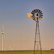 The Old And The New #windmills Art Print