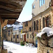 The Old City Of Safed In The Galilee In The Snow Art Print