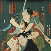 Theatre Scene, 1844. Artist Utagawa Art Print