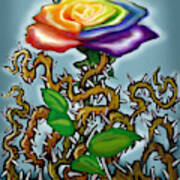 Thorns N Rainbow Rose Art Print