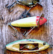 Three Vintage Fishing Lures Jigsaw Puzzle by Craig Voth - Pixels