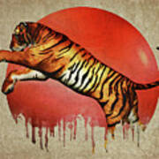 Tiger Fighting Art Print