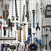 Tools Hanging From Wall Art Print