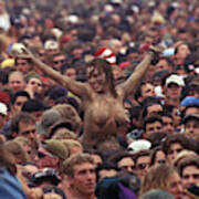 Topless Concert Fan Covered In Mud Art Print