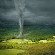 Tornado Rolling Through Rural Landscape Art Print