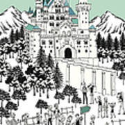 Tourist By Castle On Snow-covered Land Art Print