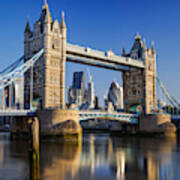 Tower Bridge In London, England, Seen On At Sunrise On A Clear Day. Art Print