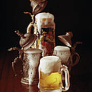 Traditional Beer Stein And Beer Glass Art Print