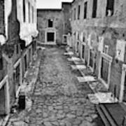 Trajan's Market Ancient Back Alley Road Rome Italy Black And White Art Print