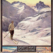 Travel Poster Advertising Winter Sports Art Print