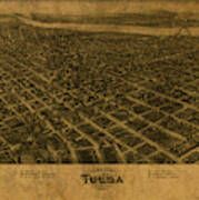 Tulsa Oklahoma Vintage City Street Map 1918 Art Print