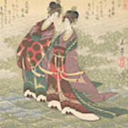 Two Ladies Walking On The Water Art Print