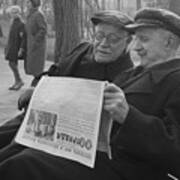 Two Russians Reading Newspaper Art Print