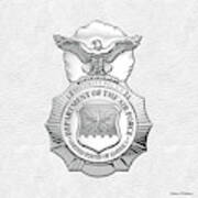 U. S.  Air Force Security Forces -  S E C F O R  Badge Over White Leather Art Print