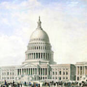 United States Capitol Design For New Dome And Wings 1855 Art Print
