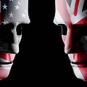 Usa And Gb Head To Head Flag Faces Art Print