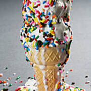 Vanilla Ice Cream Cones With Sprinkles Art Print